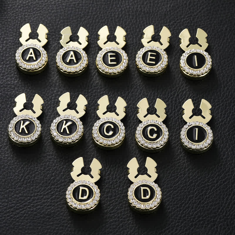 1 Pair Black & Gold Initials Snap-On Shirt Button Covers - Image 4