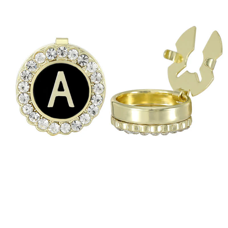 1 Pair Black & Gold Initials Snap-On Shirt Button Covers - Image 5