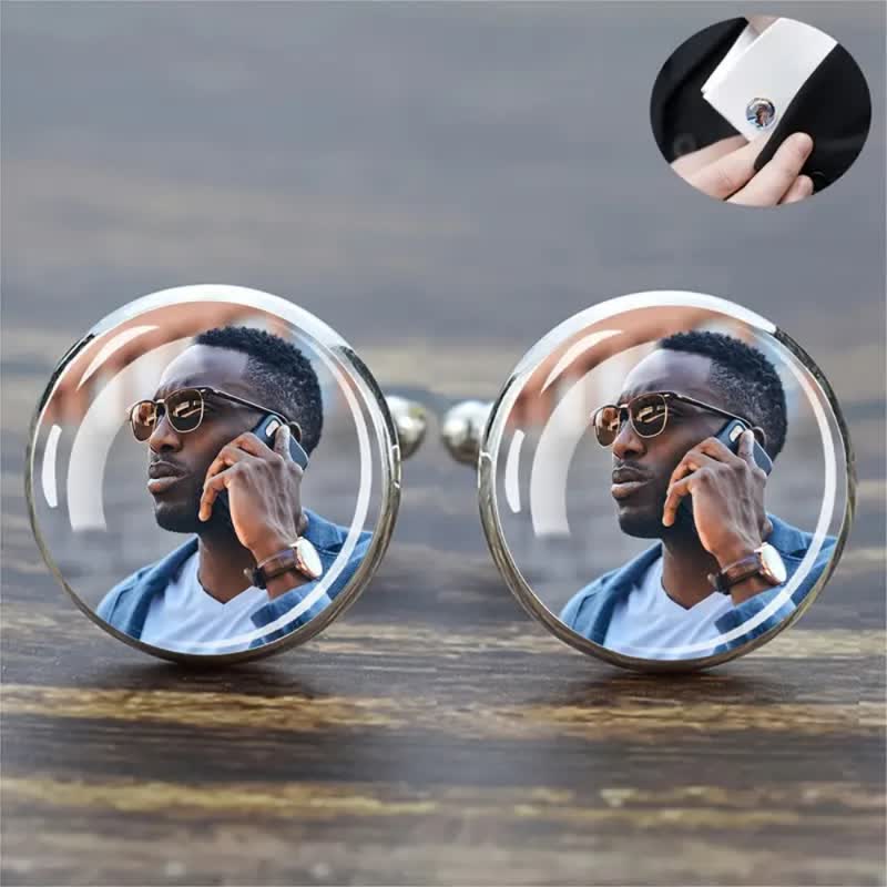 1 Pair Custom Your Photo Creative Memorial Cufflinks - Image 2