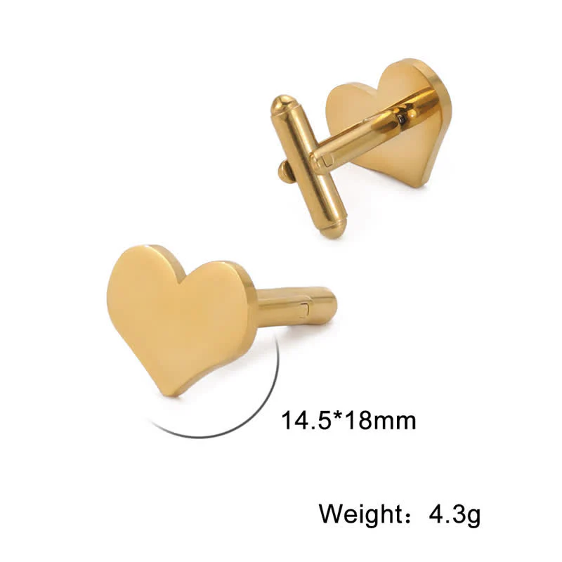 1 Pair Laser Custom Letter Square Round Heart Shape Suit Cufflinks - Image 3