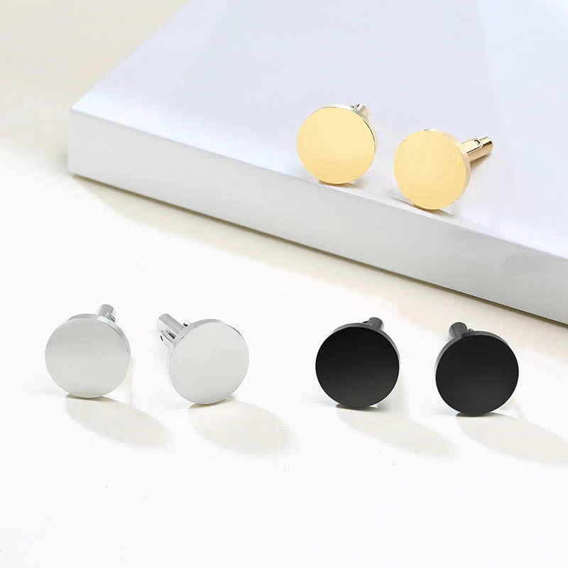 1 Pair Laser Engraved Custom Round Shape Suit Cufflinks - Image 8