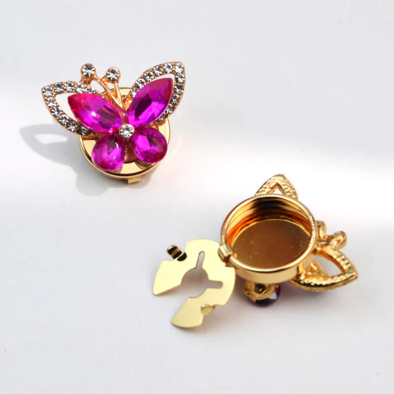 1 Pair Rhinestone Crystal Butterfly Snap-On Shirt Button Covers - Image 6
