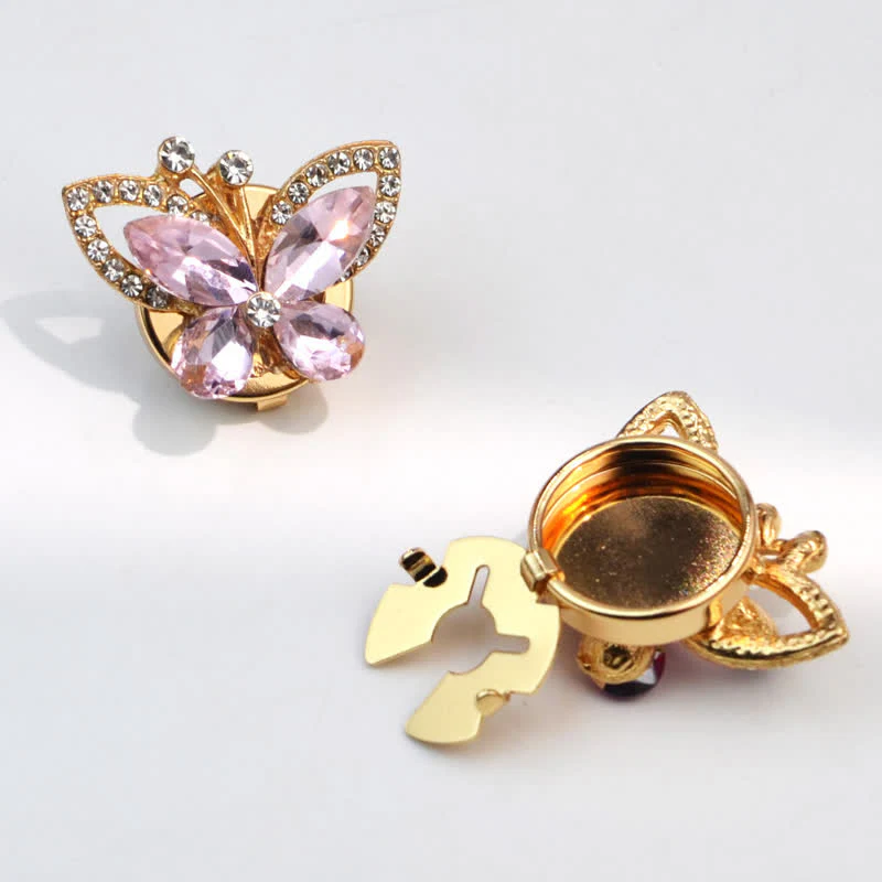 1 Pair Rhinestone Crystal Butterfly Snap-On Shirt Button Covers - Image 7