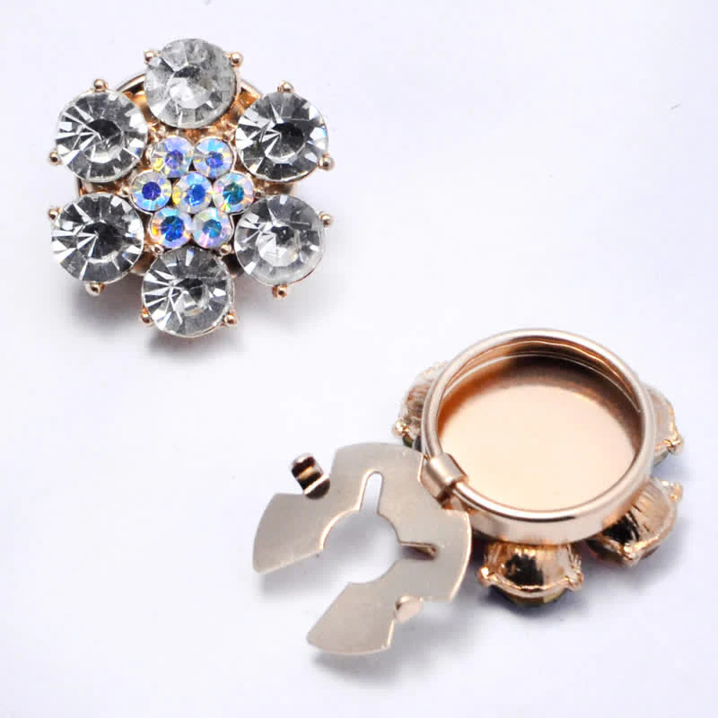 1 Pair Shiny Pearl Rhinestone Snap-On Button Covers - Image 14