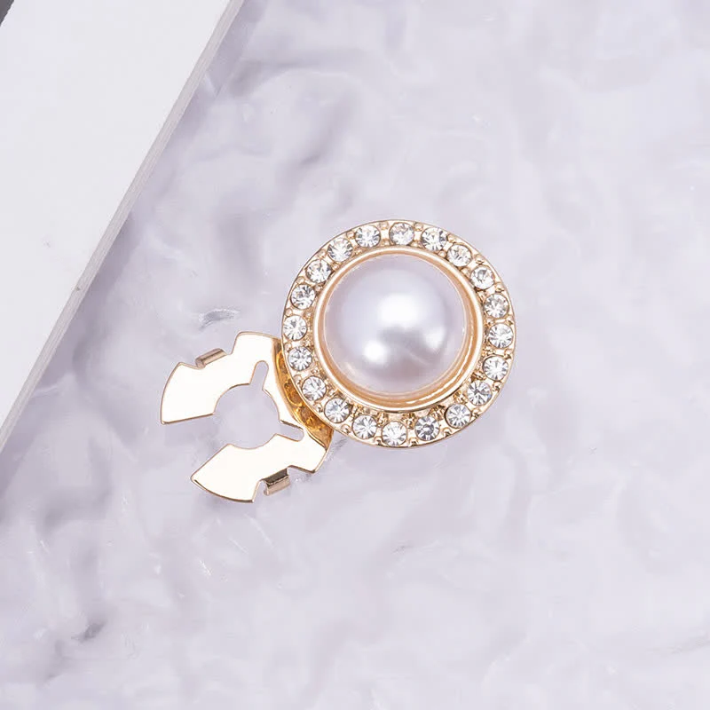 1 Pair Shiny Pearl Rhinestone Snap-On Button Covers - Image 4