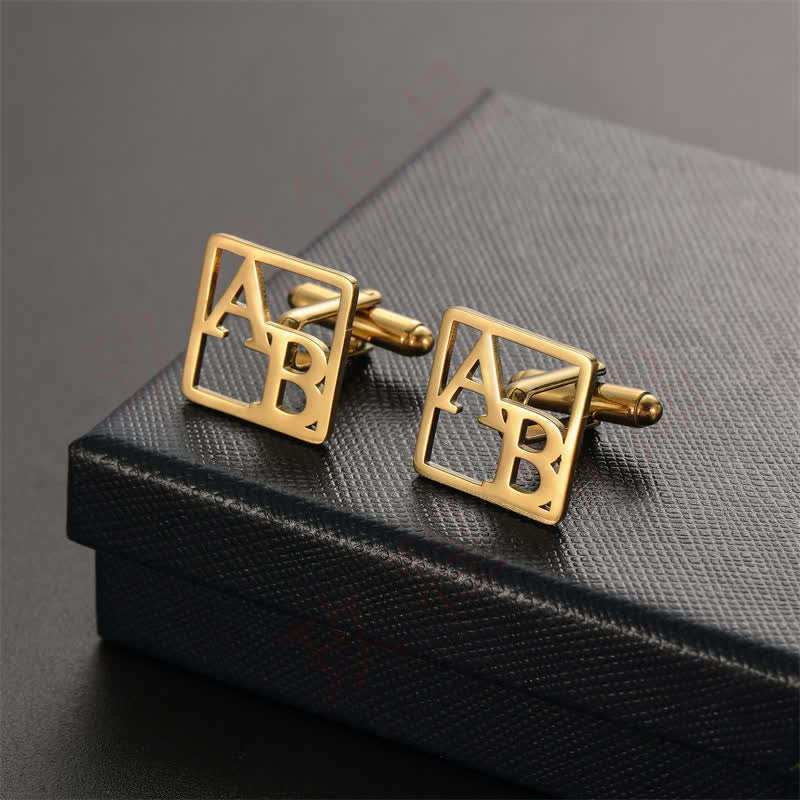 1 Pair Square Custom Letter Hollow Suit Cufflinks - Image 2
