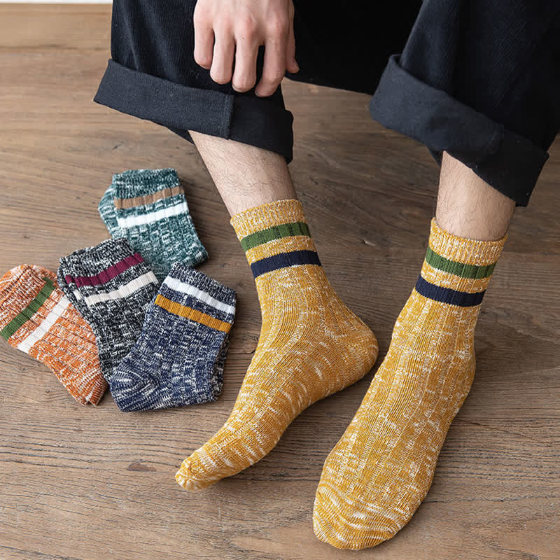 10 Pairs of Snowflake Print Striped Crew Socks - Image 7