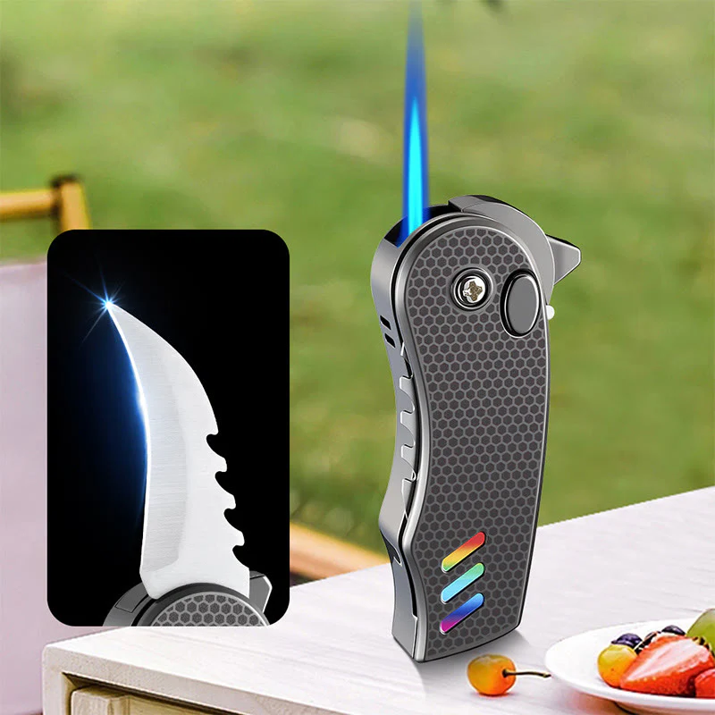 2-in-1 EDC-Tool Folding Knife Alloy Butane Lighter - Image 2