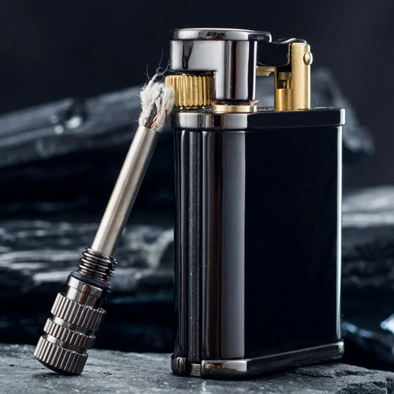 2 in 1 Permanent Match Antique Style Lift Arm Refillable Kerosene Lighter - Image 5