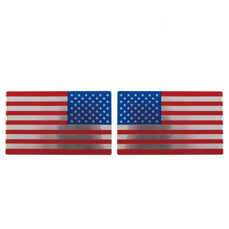2Pcs American Flag Metal Sticker Car Badge - Image 2