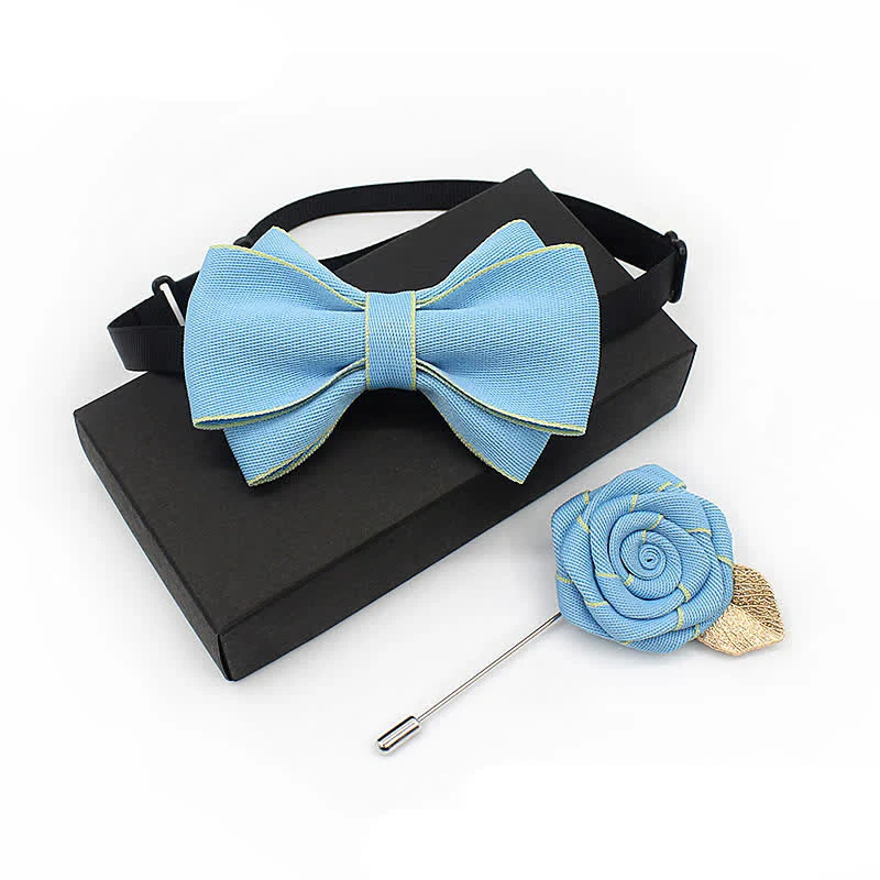 2Pcs Kid's Little Gentleman Multilayer Corsage Bow Tie Set - Image 7