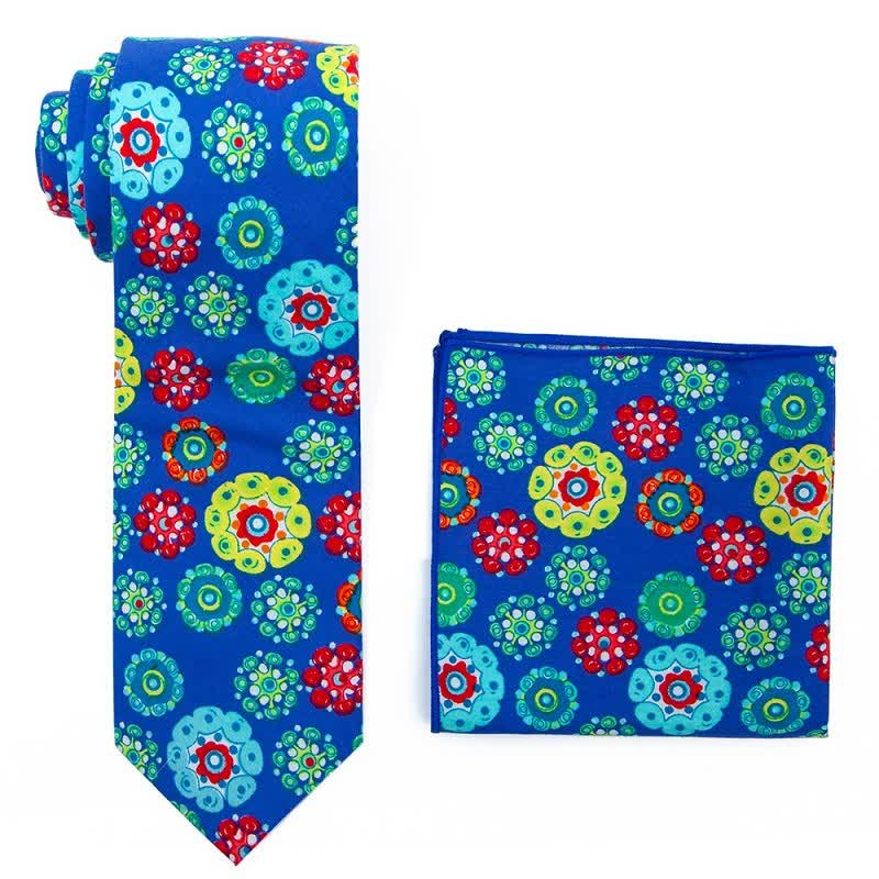 2Pcs Men's Bohemian Style Floral Necktie Set - Image 3
