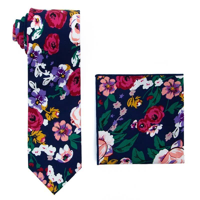 2Pcs Men's Bohemian Style Floral Necktie Set - Image 5