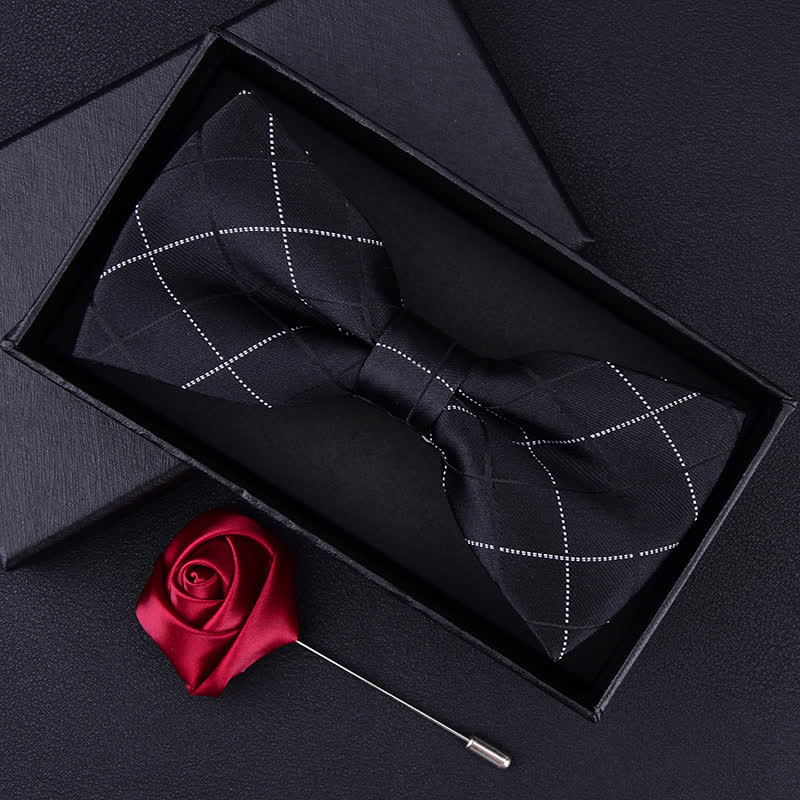 2Pcs Men's British Style Plaid Pattern Bow Tie Set - Image 6