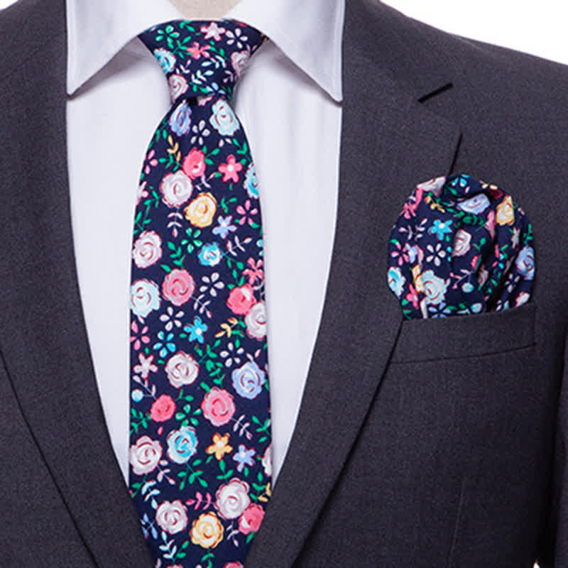 2Pcs Men's Daisy Rose Floral Necktie Set - Image 10