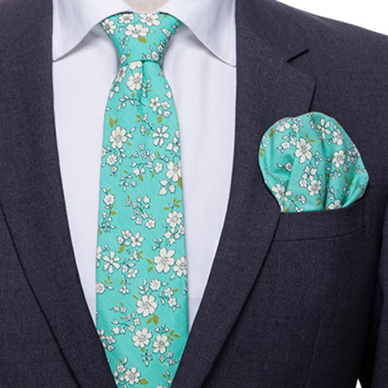 2Pcs Men's Daisy Rose Floral Necktie Set - Image 4