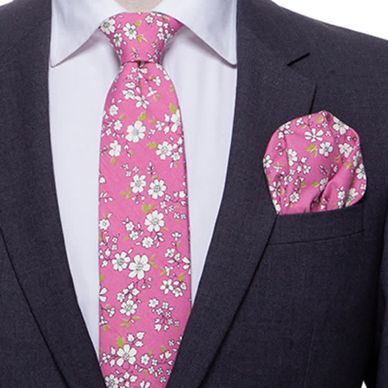 2Pcs Men's Daisy Rose Floral Necktie Set - Image 6