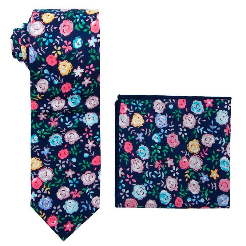 2Pcs Men's Daisy Rose Floral Necktie Set - Image 9