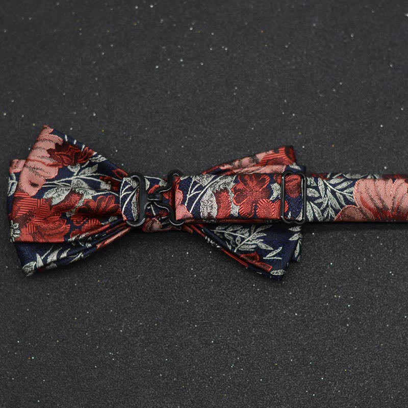 2Pcs Men's Elegant Floral Bow Tie Handkerchief Set - Image 4
