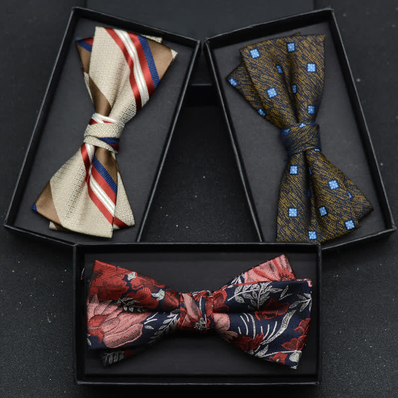 2Pcs Men's Elegant Floral Bow Tie Handkerchief Set - Image 5