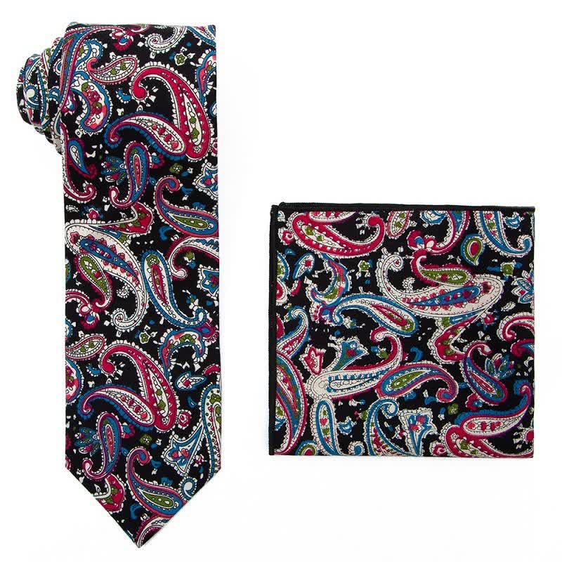 2Pcs Men's Exotic Paisley Necktie Set - Image 9