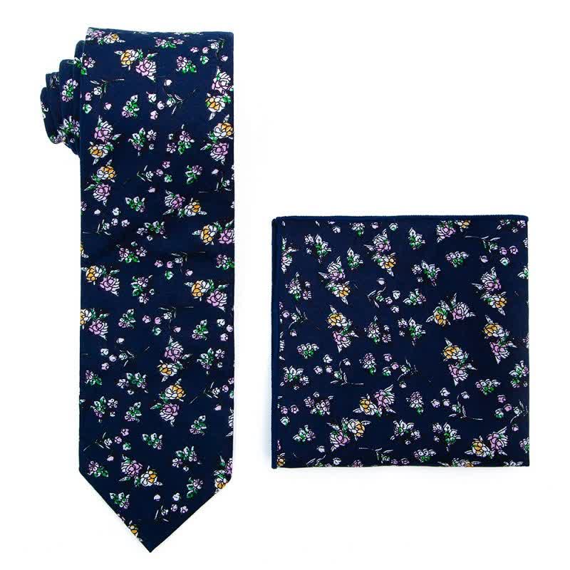 2Pcs Men's Literary Art Floral Necktie Set - Image 2