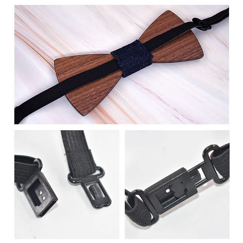 2Pcs Men's Gears Wooden Bow Tie Cufflinks Set - Image 4