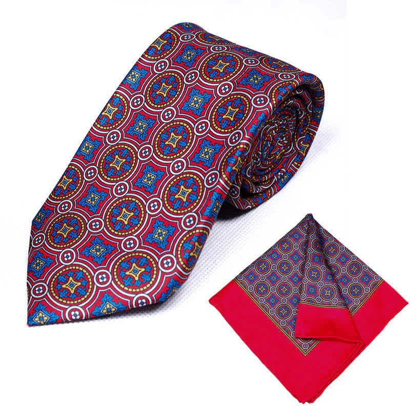 2Pcs Men's Geometrical Paisley Handkerchief Necktie Set - Image 10