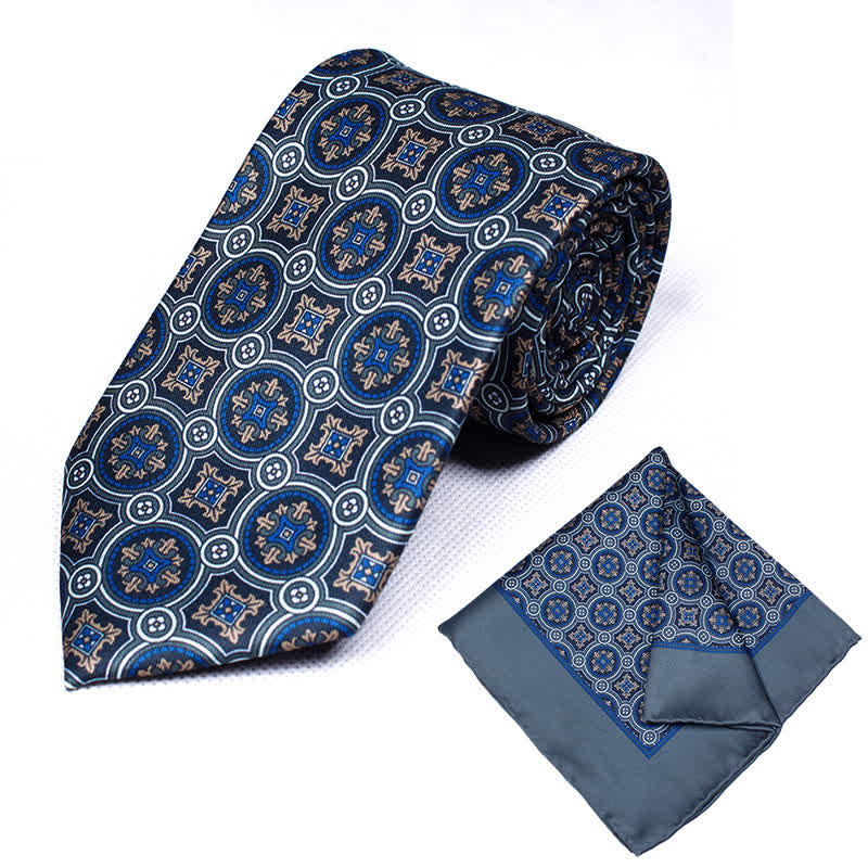 2Pcs Men's Geometrical Paisley Handkerchief Necktie Set - Image 11
