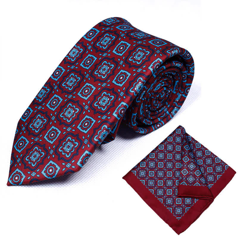 2Pcs Men's Geometrical Paisley Handkerchief Necktie Set - Image 13