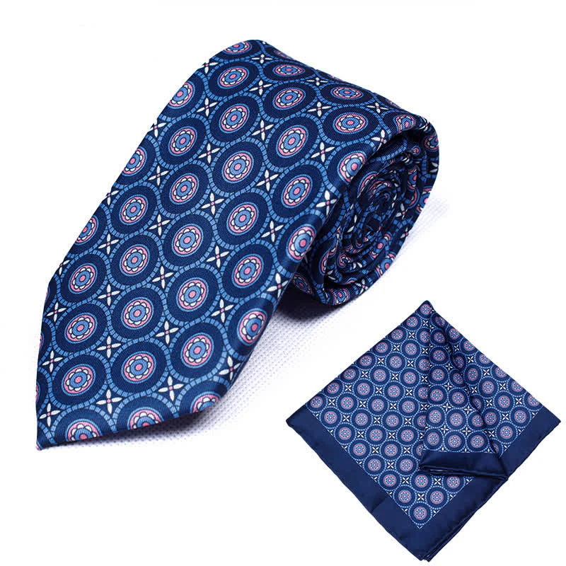 2Pcs Men's Geometrical Paisley Handkerchief Necktie Set - Image 14