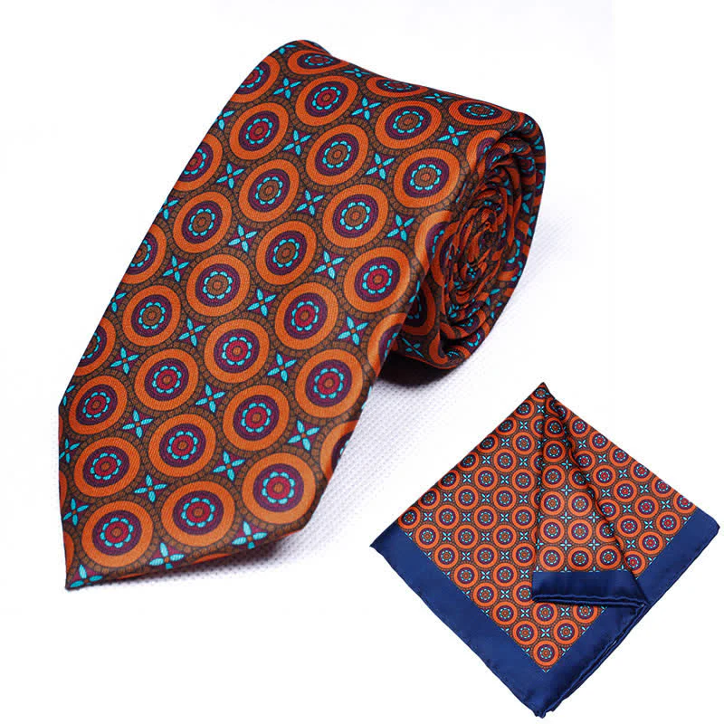 2Pcs Men's Geometrical Paisley Handkerchief Necktie Set - Image 16