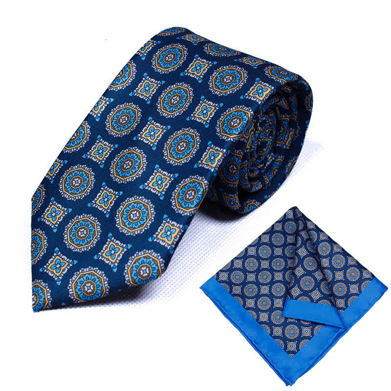 2Pcs Men's Geometrical Paisley Handkerchief Necktie Set - Image 17