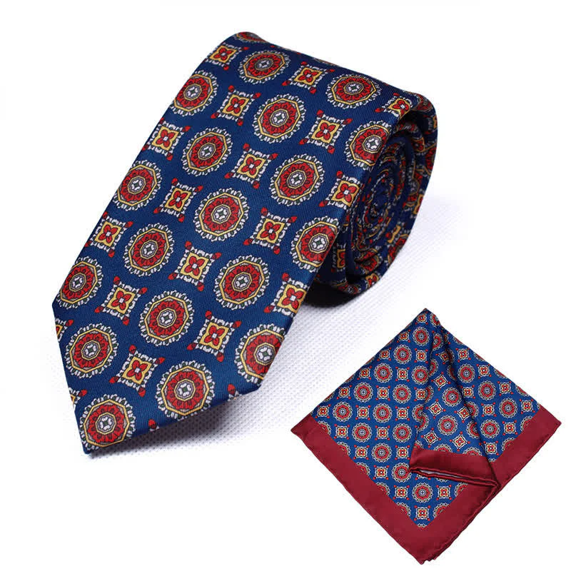2Pcs Men's Geometrical Paisley Handkerchief Necktie Set - Image 18