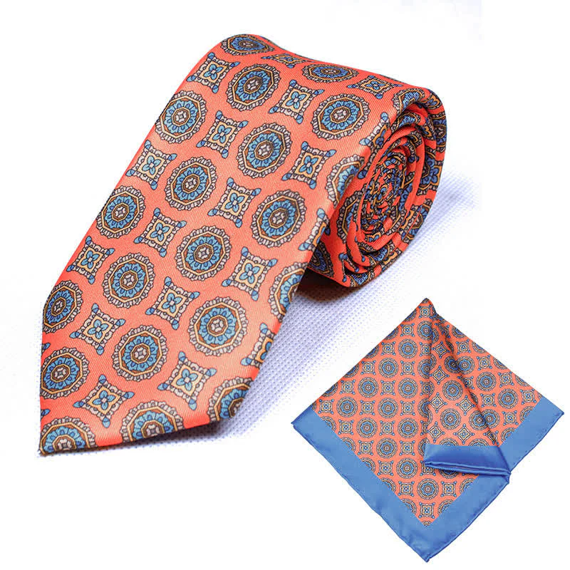 2Pcs Men's Geometrical Paisley Handkerchief Necktie Set - Image 19