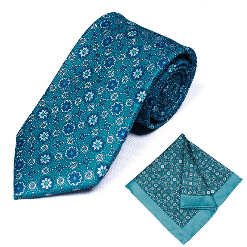 2Pcs Men's Geometrical Paisley Handkerchief Necktie Set - Image 20
