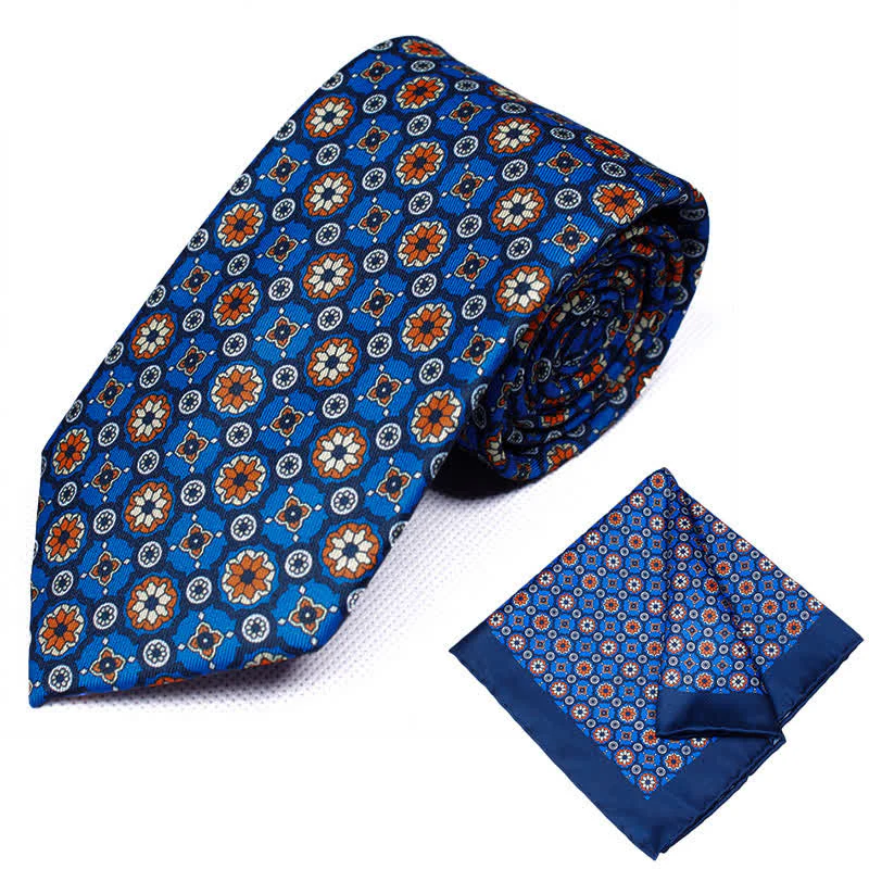 2Pcs Men's Geometrical Paisley Handkerchief Necktie Set - Image 21