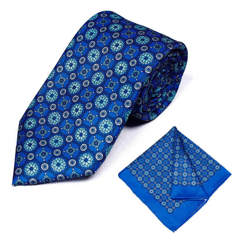 2Pcs Men's Geometrical Paisley Handkerchief Necktie Set - Image 22