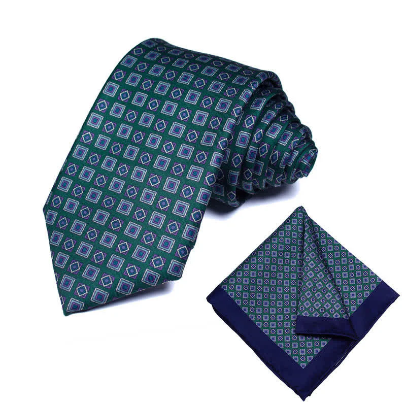 2Pcs Men's Geometrical Paisley Handkerchief Necktie Set - Image 25