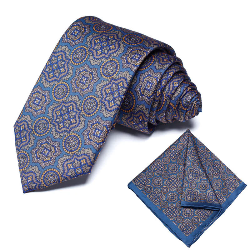 2Pcs Men's Geometrical Paisley Handkerchief Necktie Set - Image 26