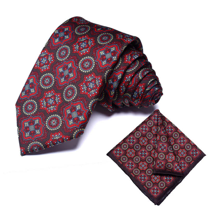 2Pcs Men's Geometrical Paisley Handkerchief Necktie Set - Image 28