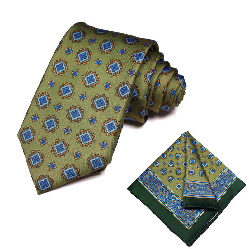 2Pcs Men's Geometrical Paisley Handkerchief Necktie Set - Image 29