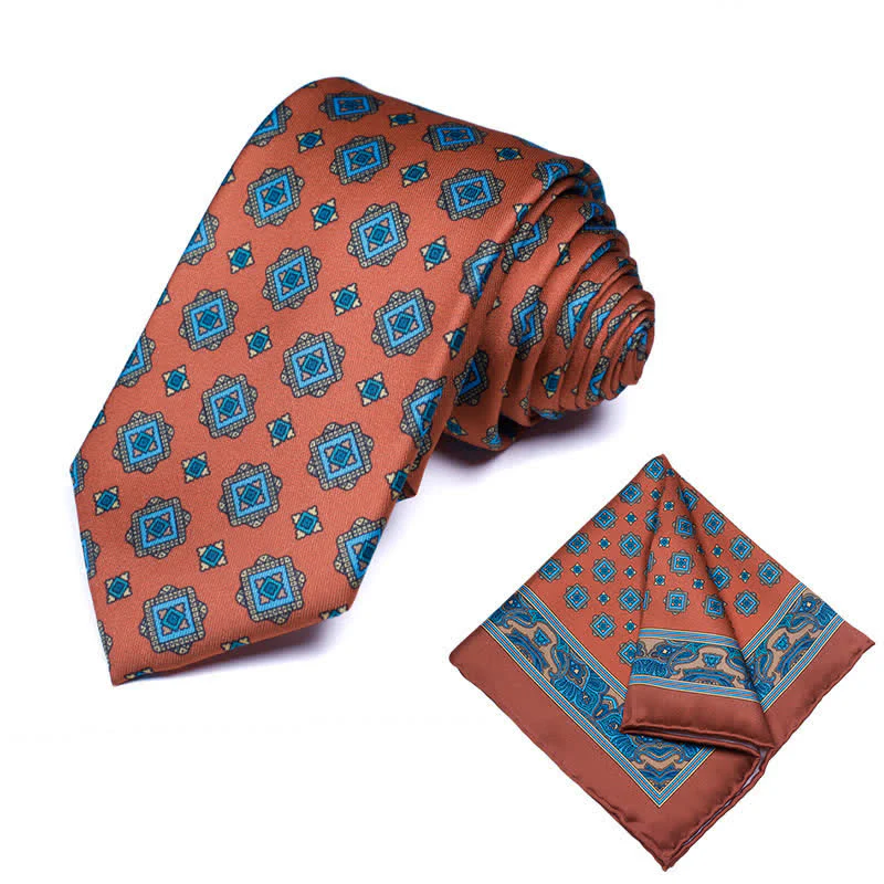 2Pcs Men's Geometrical Paisley Handkerchief Necktie Set - Image 30