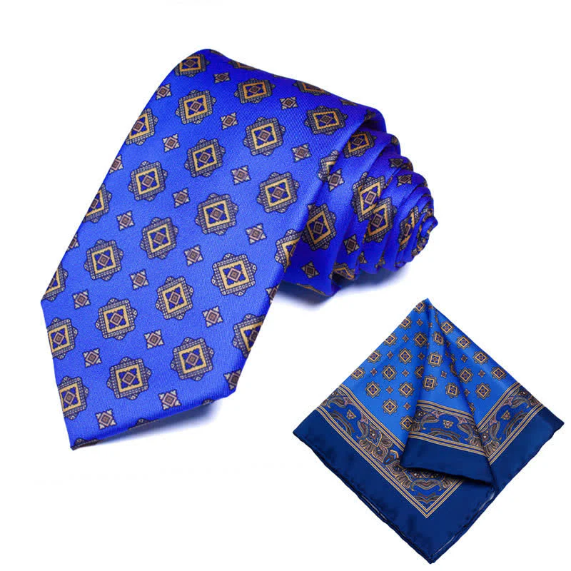 2Pcs Men's Geometrical Paisley Handkerchief Necktie Set - Image 31