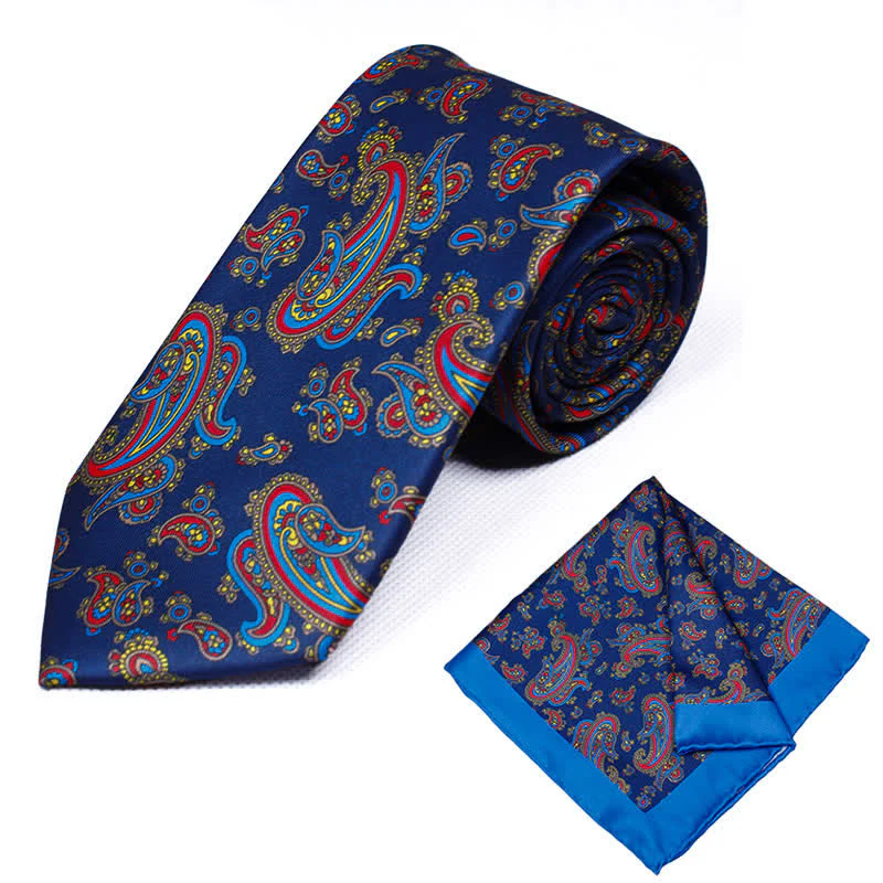 2Pcs Men's Geometrical Paisley Handkerchief Necktie Set - Image 5