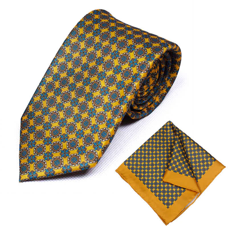 2Pcs Men's Geometrical Paisley Handkerchief Necktie Set - Image 7