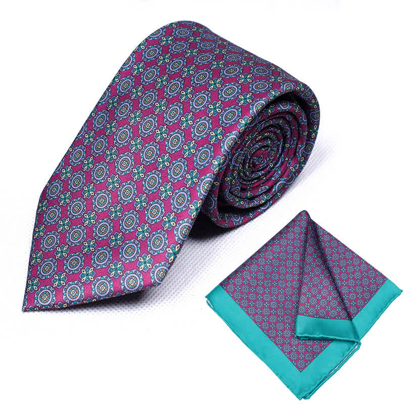 2Pcs Men's Geometrical Paisley Handkerchief Necktie Set - Image 8