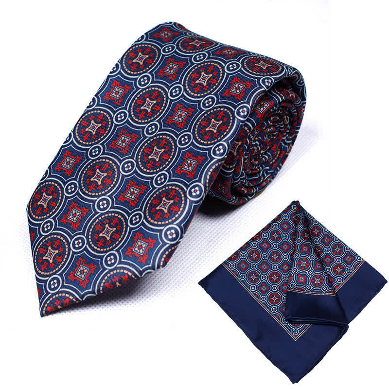 2Pcs Men's Geometrical Paisley Handkerchief Necktie Set - Image 9
