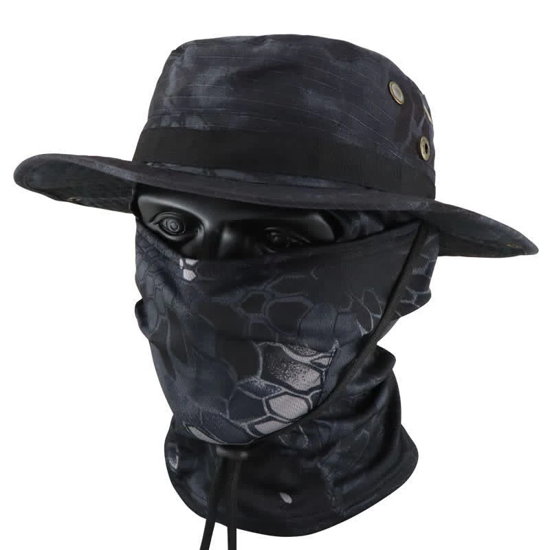 2Pcs Men's Head Cover Face Mask Camouflage Tactical Bucket Hat - Image 12