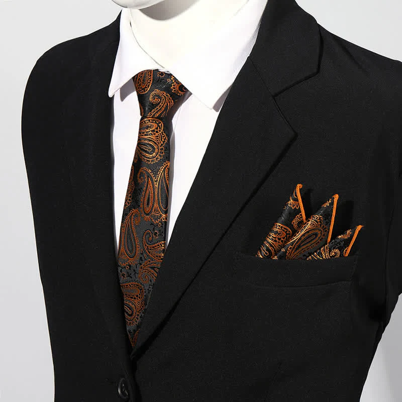 2Pcs Men's Luxury Paisley Pocket Square Necktie Set - Image 6